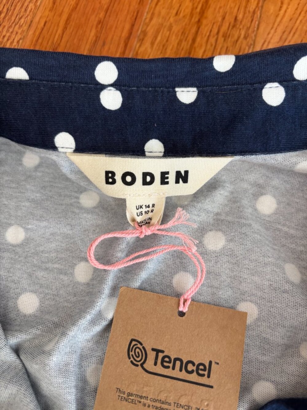 Boden Orla Short Jersey Shirt Dress Navy Polka Dot NWT - Picture 4 of 4